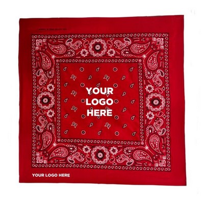 22" Silk Screened Red Cotton Bandana(Silk Screened)