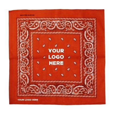 22" Silk Screened Orange Cotton Bandana(Silk Screened)